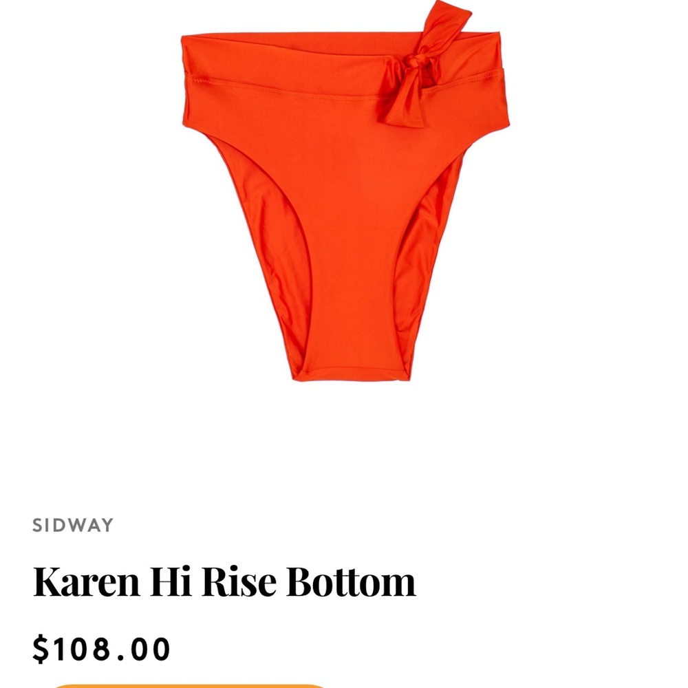 Sidway  Swim “Karen” High Rise Poppy Color Bottom Bikini Size Small